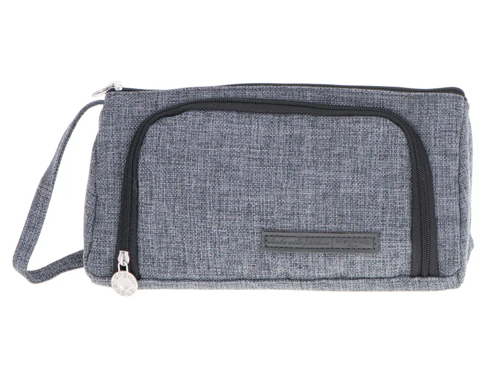 School pencil case double sachet cosmetic bag gray