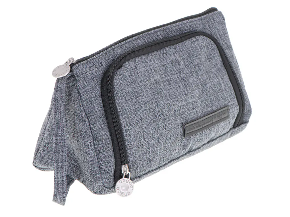 School pencil case double sachet cosmetic bag gray