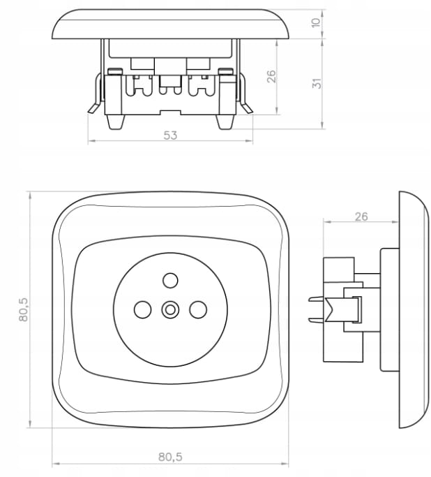 SOCKET: SINGLE SOCKET WITH MAINS GROUNDING | Wasserman.eu