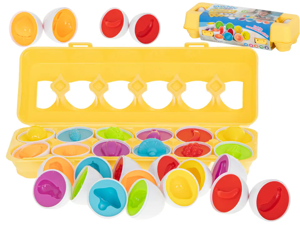 Educational puzzle sorter match shapes fruit eggs 12pcs