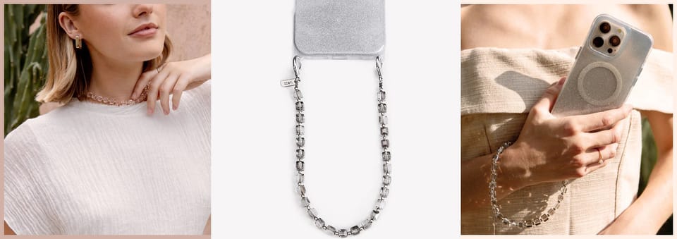 UNIQ Coehl Candy Gem Handstrap            uniwersalny sznurek do telefonu na rękę srebrny/silver sparkling