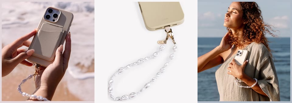 UNIQ Coehl Perla Handstrap uniwersalny   sznurek do telefonu na rękę biały/white pearl