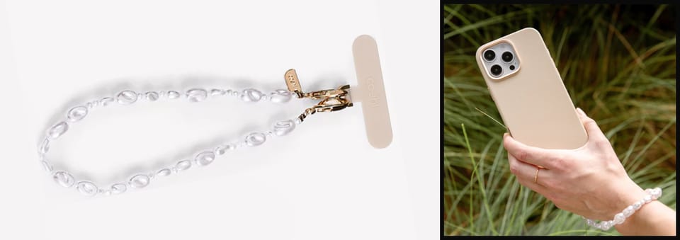 UNIQ Coehl Perla Handstrap uniwersalny   sznurek do telefonu na rękę biały/white pearl