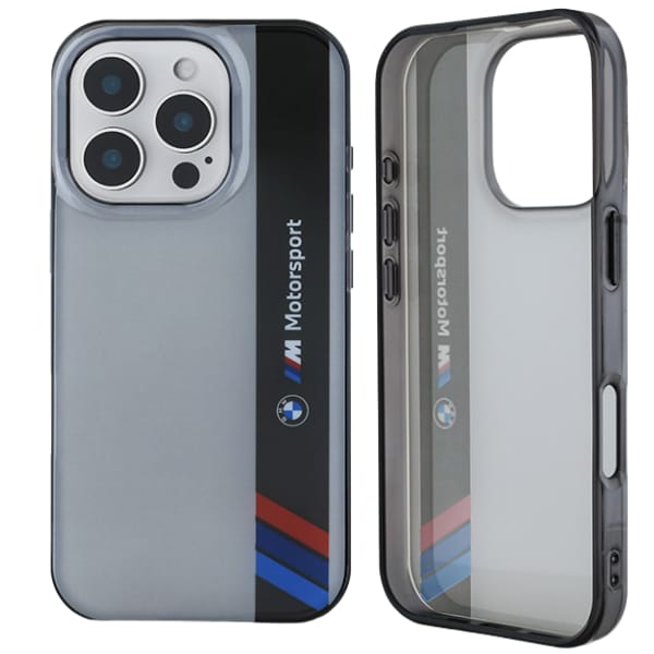 BMW BMHCP16M23HTFEG iPhone 16 Plus 6.7" szary/grey hardcase Motosport IML Vertical Stripe