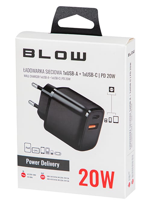 Ładowarka sieciowa Blow gniazdo USB + USB-C QC 20W