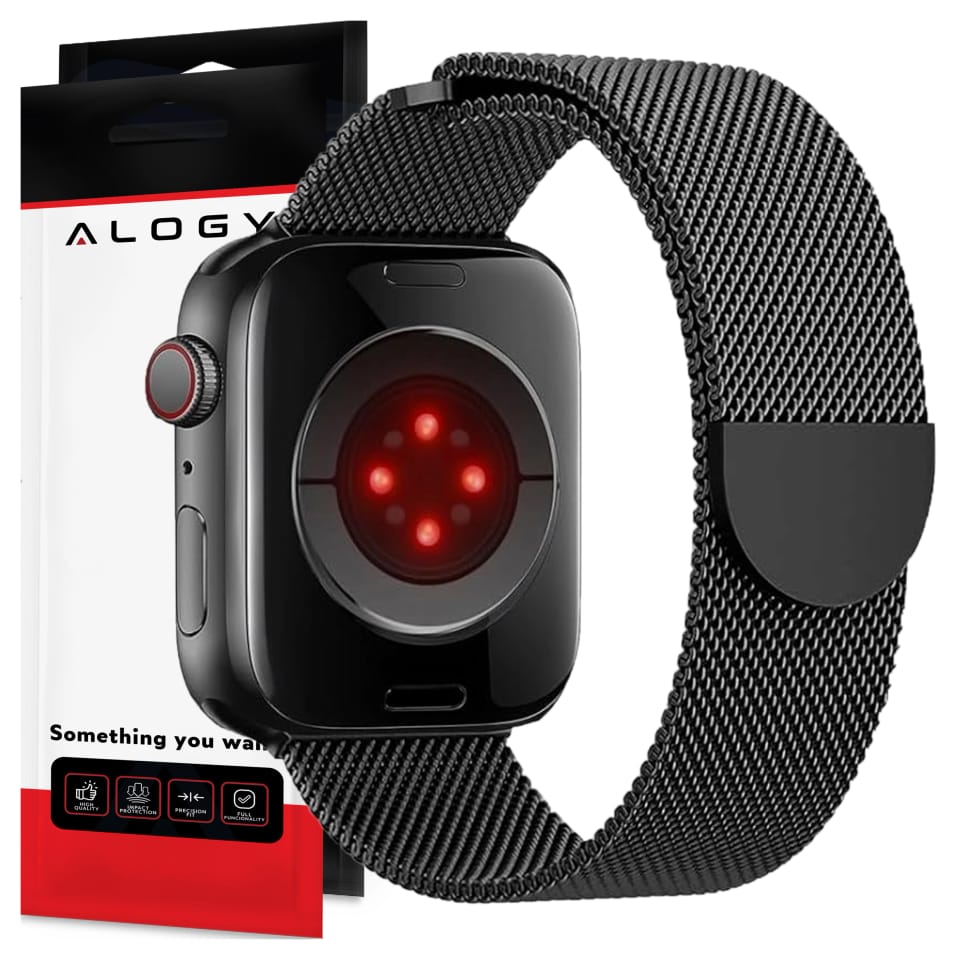 Pasek stalowy Alogy bransoleta do Apple Watch 42/44/45/49mm stal nierdzewna Czarny