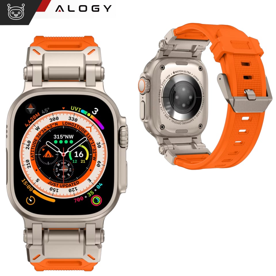 Pasek bransoleta Alogy Luxury Metal + TPU Band do Apple Watch 42/44/45/49mm Orange