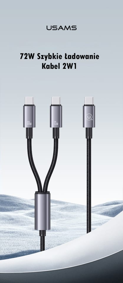 USAMS Kabel 2w1 2xUSB-C 72W 1,2m         Aluminum Alloy Data Cable Sufeng Series SJ740USB101 (US-SJ740)