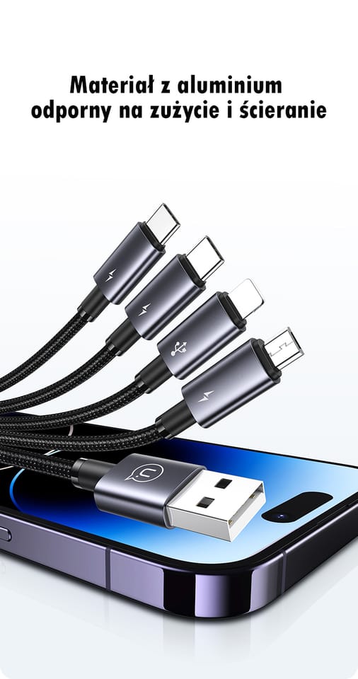 USAMS Kabel 4w1 2xUSB-C/Lightning/MicroU SB 15W 1,2m Aluminum Alloy Data Cable Sufeng Series SJ739USB101 (US-SJ739)