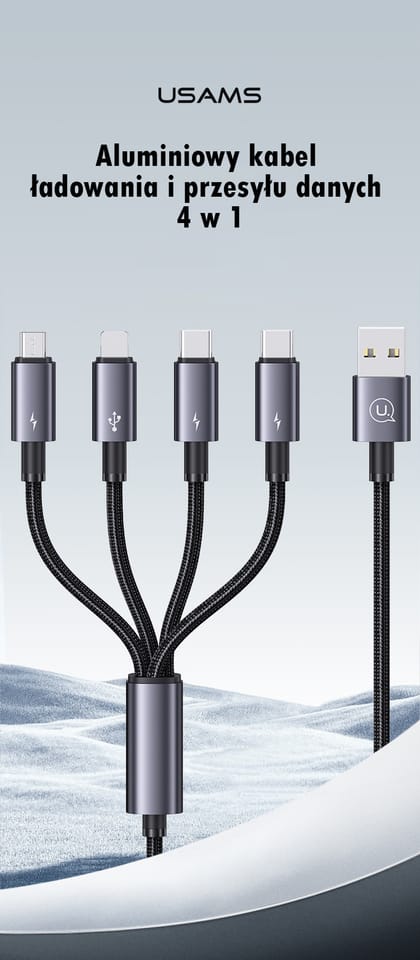 USAMS Kabel 4w1 2xUSB-C/Lightning/MicroU SB 15W 1,2m Aluminum Alloy Data Cable Sufeng Series SJ739USB101 (US-SJ739)