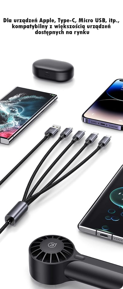 USAMS Kabel 4w1 2xUSB-C/Lightning/MicroUSB 15W 1,2m Aluminum Alloy Data Cable Sufeng Series SJ739USB101 (US-SJ739)