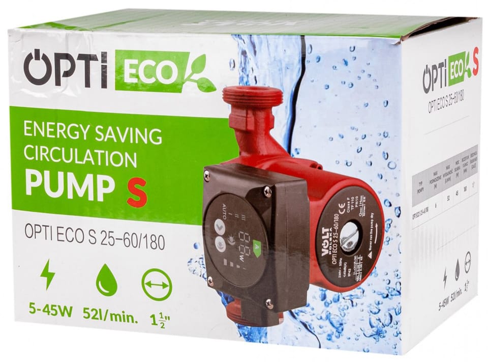 Pompa obiegowa OPTI ECO S 25-60/180 5-45W 52 l/min