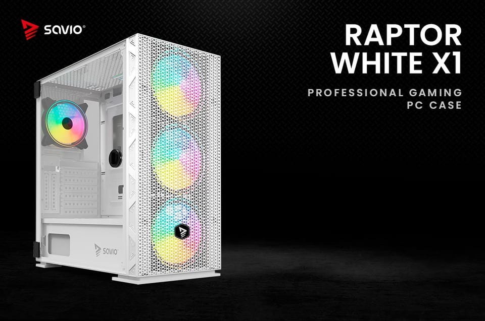 SAVIO Raptor White X1 ARGB Glass/Mesh White Computer Case