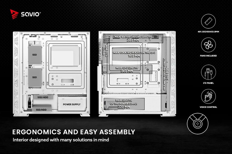 SAVIO Raptor White X1 ARGB Glass/Mesh White Computer Case