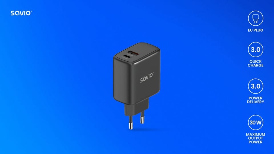 SAVIO LA-06/B USB Quick Charge Power Delivery 3.0 30W Internal charger