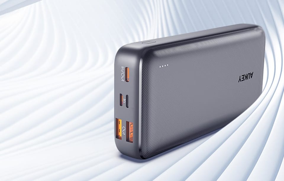 Powerbank Aukey PB-N74S, 20000mAh, 20W PD, 22,5W SCP (czarny)