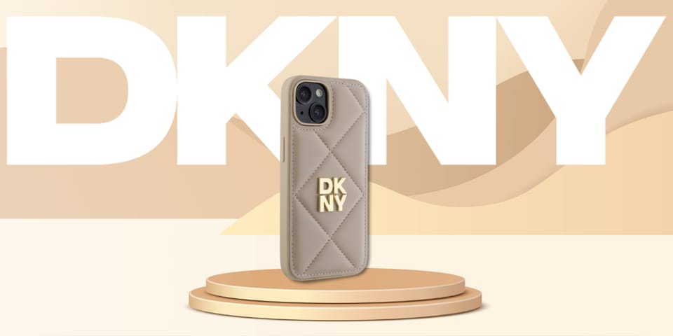 DKNY DKHCP14SPQDSLE iPhone 14 6.1"        beżowy/beige Quilted Stack Logo