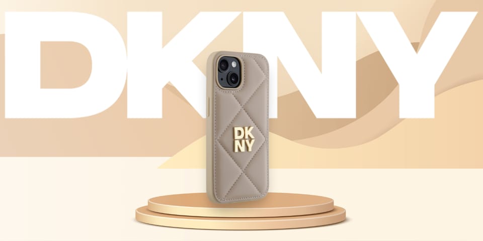 DKNY DKHCP15MPQDSLE iPhone 15 Plus 6.7"   beżowy/beige Quilted Stack Logo