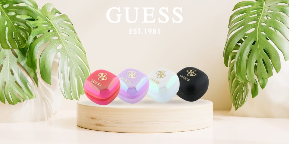 Guess słuchawki Bluetooth GUTWSJ144ESK    TWS + stacja dokująca czarny/black Iridescent 4G Printed Logo