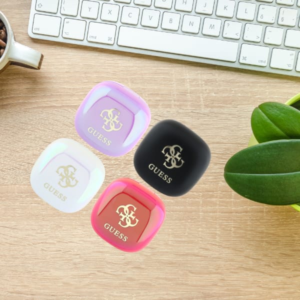 Guess słuchawki Bluetooth GUTWSJ144ESK    TWS + stacja dokująca czarny/black Iridescent 4G Printed Logo