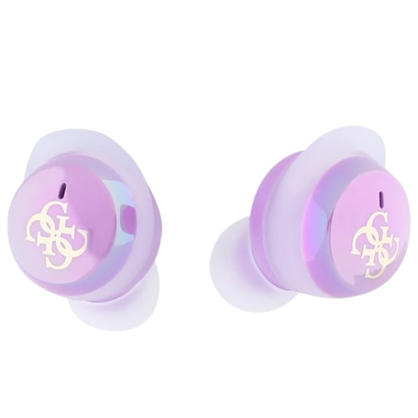 Guess słuchawki Bluetooth GUTWSJ144ESU    TWS + stacja dokująca fioletowy/purple Iridescent 4G Printed Logo