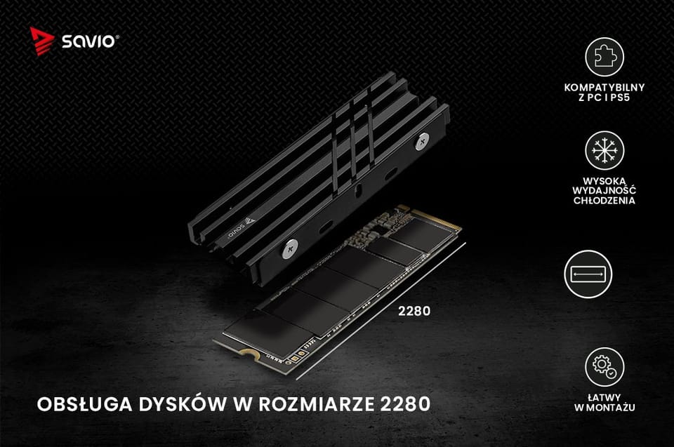 SAVIO CHŁODZENIE DO DYSKÓW M.2 NVME 2280 COOLER AK-60