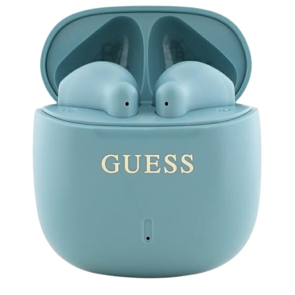 Guess słuchawki Bluetooth GUTWSJ14ESGQ    TWS + stacja dokująca turkusowy/turquoise Printed Classic Logo