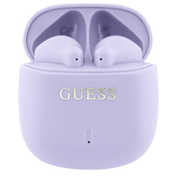 Guess słuchawki Bluetooth GUTWSJ14ESGU    TWS + stacja dokująca fioletowy/purple Printed Classic Logo