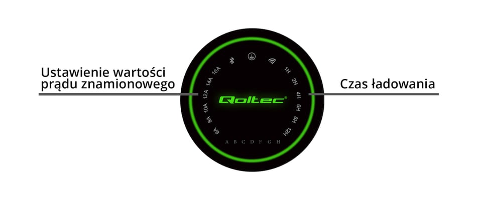 Qoltec Mobilna ładowarka do samochodu elektrycznego EV z regulacją 2w1 Typ2 | SCHUKO | 3.5kW | 230V | LCD | Przenośna | Wallbox | 5m