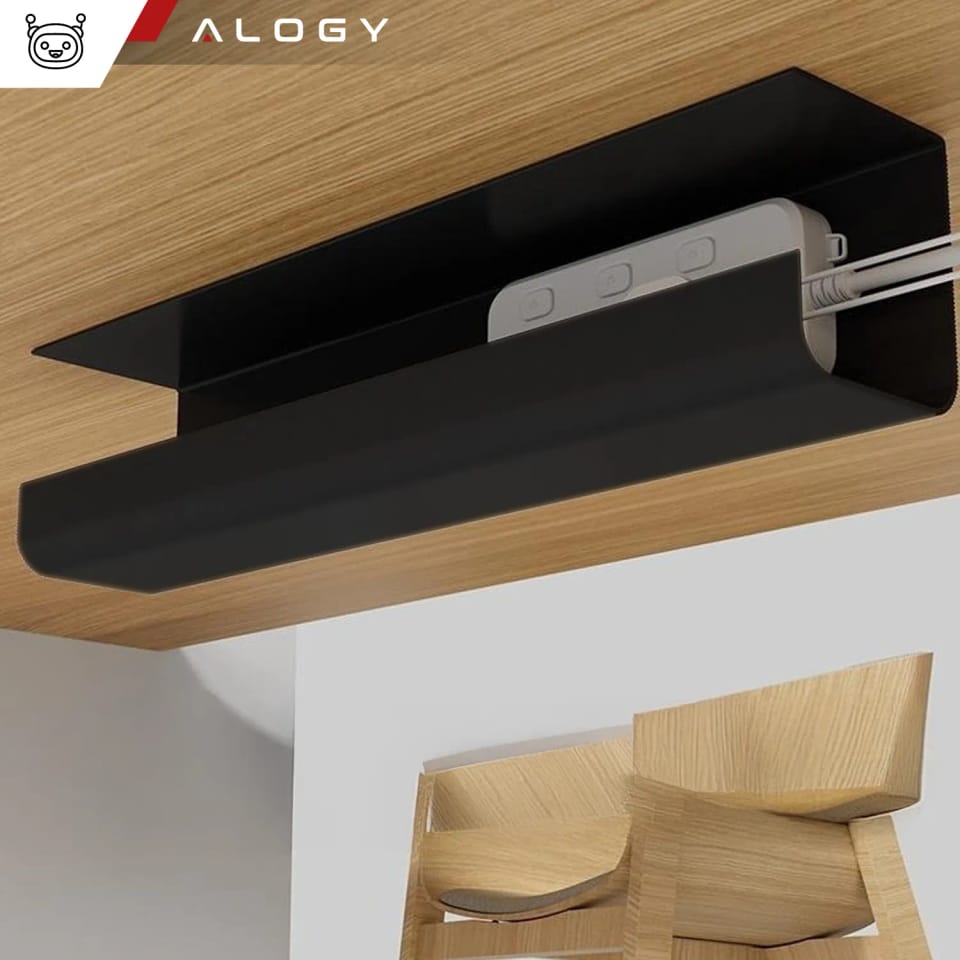 Organizer kabli pod blat półka na kable listwe przewody blat biurko biurkowy Alogy 55cm Czarny