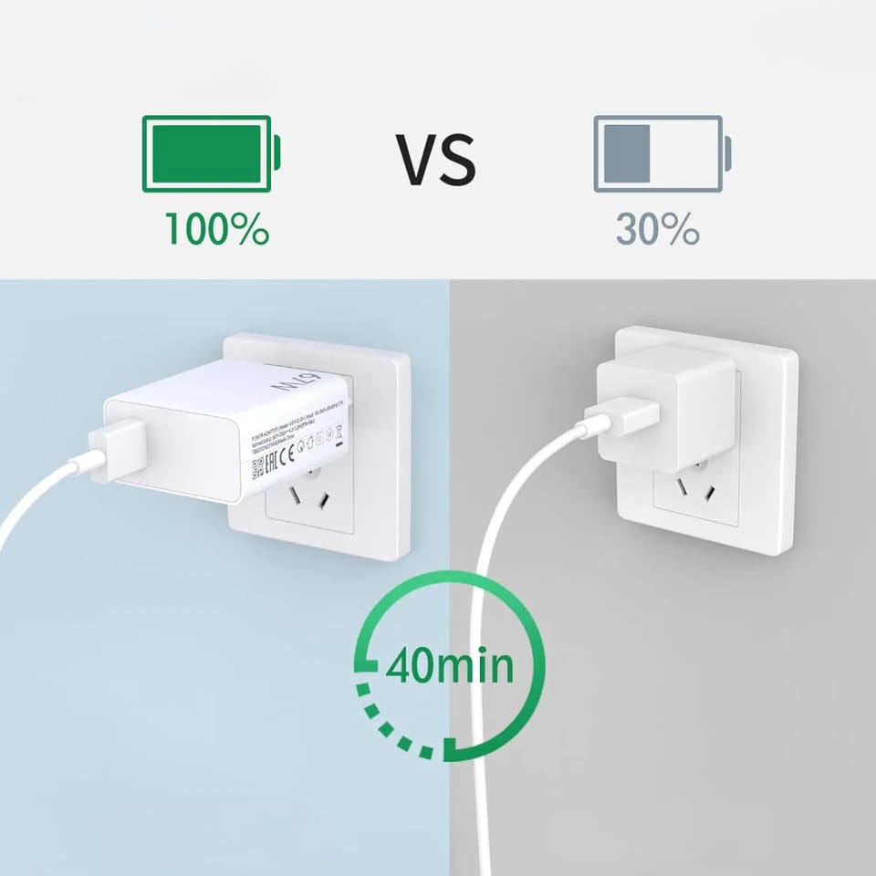 Ładowarka sieciowa Xiaomi Oryginalna MDY-14-EW 67W Szybkie Ładowanie QC 3.0 + Kabel USB-USB-C 6A Biała