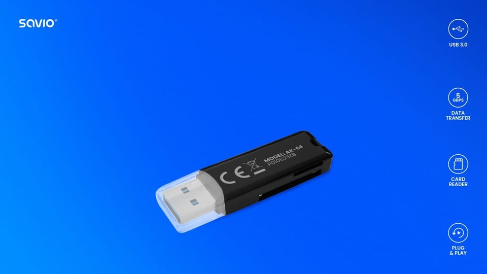 SAVIO SD card reader, USB 3.0, AK-64