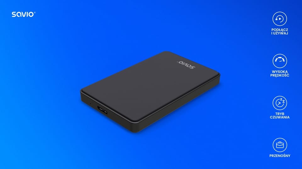 SAVIO ZEWNĘTRZNA OBUDOWA NA DYSK HDD/SDD 2,5", USB 3.0, AK-65