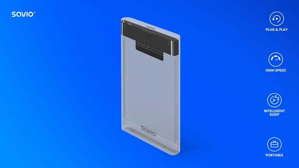 Savio 2.5" External HDD/SSD enclosure, USB 3.0, transparent, AK-66