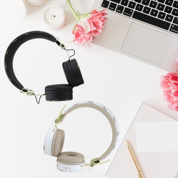 Guess słuchawki nauszne Bluetooth ENC     GUBH70E4PTMH biały/white 4G Triangle Round Shape