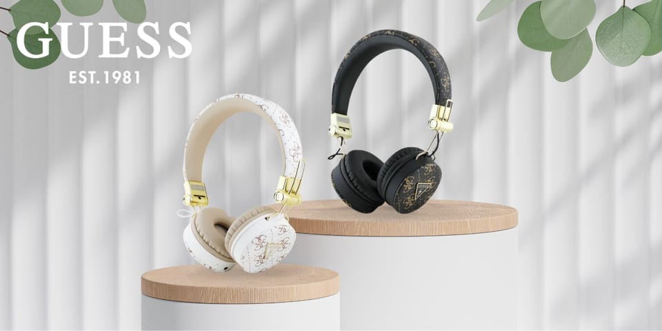 Guess słuchawki nauszne Bluetooth ENC     GUBH70E4PTMH biały/white 4G Triangle Round Shape