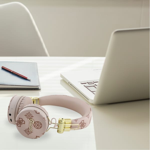 Guess słuchawki nauszne Bluetooth ENC     GUBH70EPOSMW brązowy/brown Peony Script Round Shape