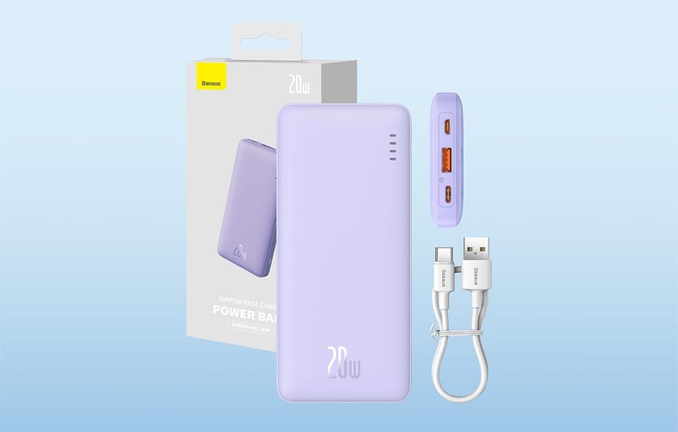 Powerbank Baseus Airpow 10000mAh 20W (fioletowy)