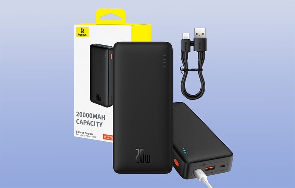 Powerbank Baseus Airpow 20000mAh 20W (czarny)