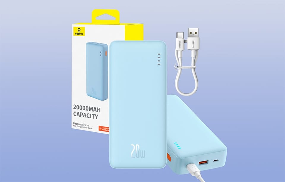 Powerbank Baseus Airpow 20000mAh 20W (niebieski)