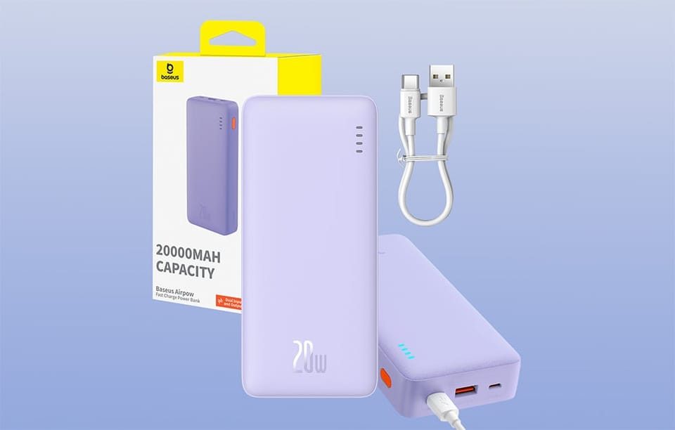 Powerbank Baseus Airpow 20000mAh 20W (fioletowy)