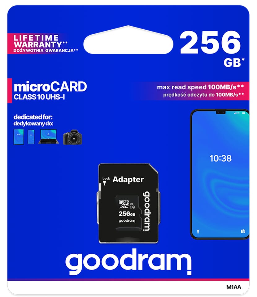 Karta pamięci micro SD 256GB UHS-I Goodram z adapterem