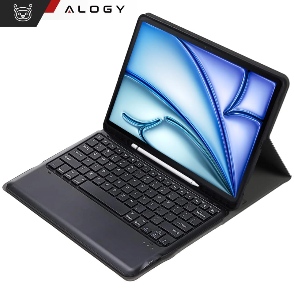 Etui ochronne z klawiaturą Alogy Keyboard case z miejscem na rysik klawiatura bezprzewodowa do Apple iPad Air 13" czarne