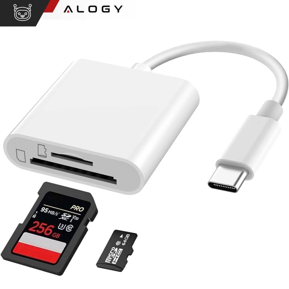 Czytnik kart pamięci Alogy SD Micro Card Reader do iPhone adapter przejściówka USB-C