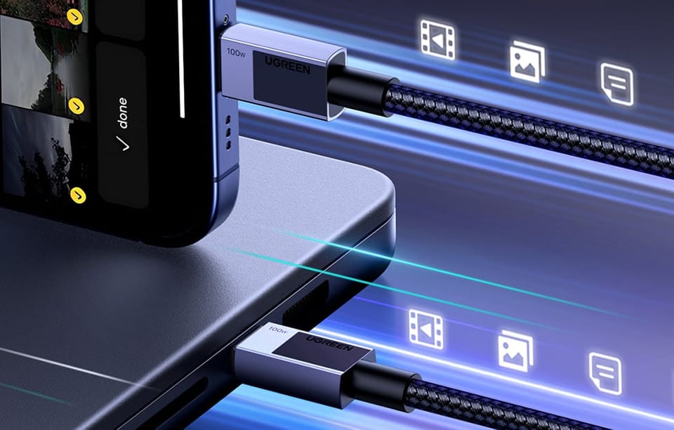Kabel USB-C do USB-C Ugreen L512, 100W, 5A, 0.5m (czarny)