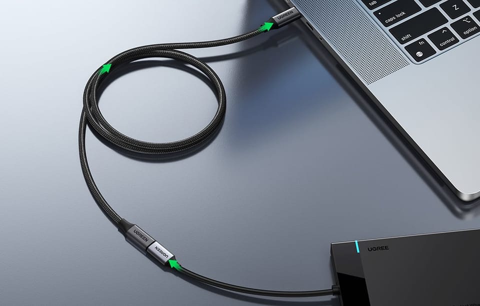 Przedłużacz USB 3.2 Ugreen US372 męski USB-C do żeński USB-C Gen 2 1m (czarny)