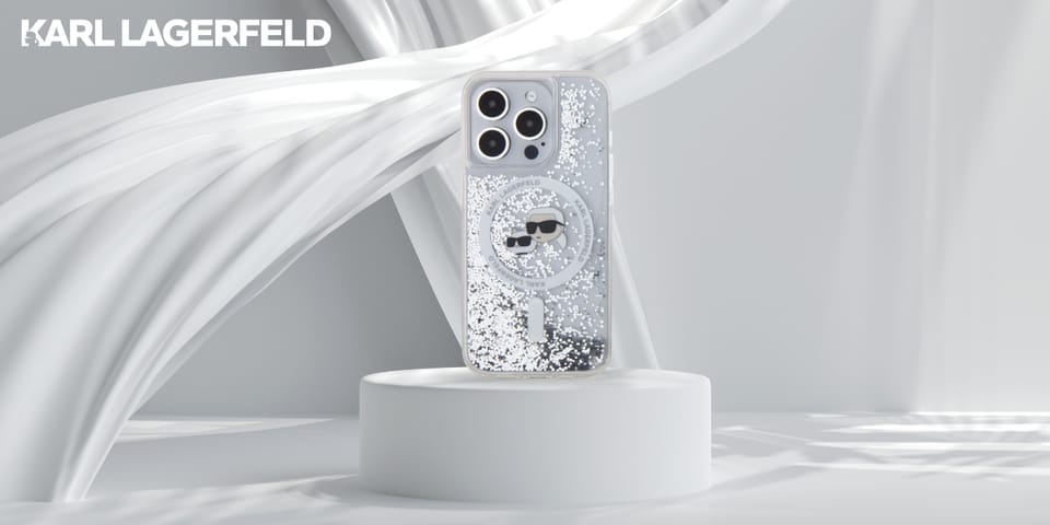 Karl Lagerfeld KLHMP15LLGKCSGH iPhone15 Pro 6.1" hardcase transparent Liquid Glitter Karl&Choupette Head Magsafe