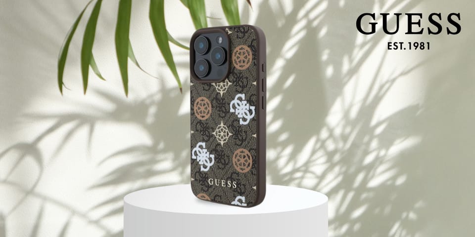 Guess GUHMP16XP4PWPW iPhone 16 Pro Max 6.9" brązowy/brown hardcase Peony On 4G Background MagSafe