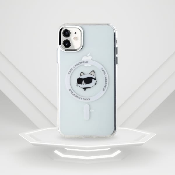 Karl Lagerfeld KLHMN61HLSCHH iPhone 11    / Xr 6.1" biały/white hardcase IML Metal Choupette Head MagSafe