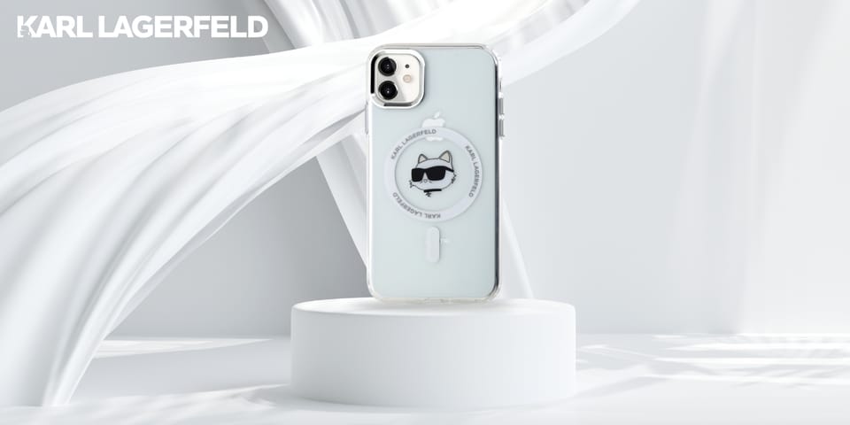 Karl Lagerfeld KLHMN61HLSCHH iPhone 11    / Xr 6.1" biały/white hardcase IML Metal Choupette Head MagSafe